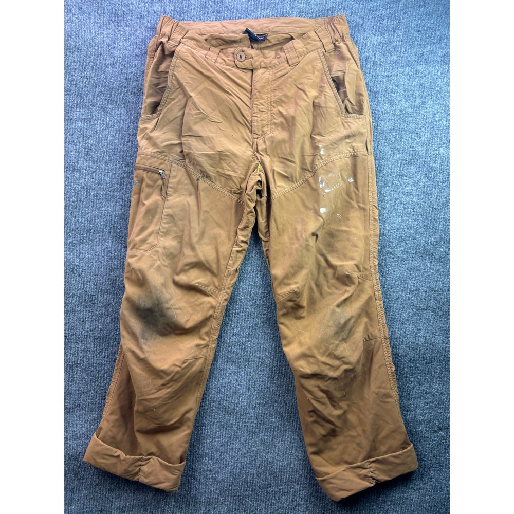 Patagonia Work Pants Mens Medium Brown Canvas Utility Cargo Trousers Repaired